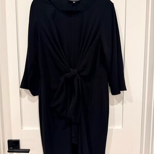 Eloquii Black Knot-Front Midi Dress with Long Sleeves